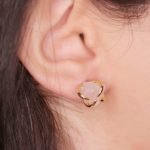 Rose quartz stud earrings